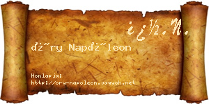 Őry Napóleon névjegykártya